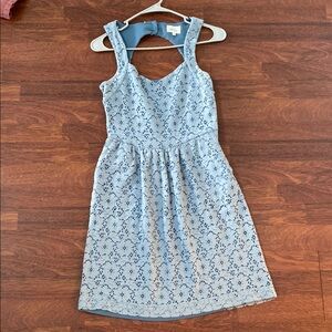 Deletta Light Blue Backless Lace Dress